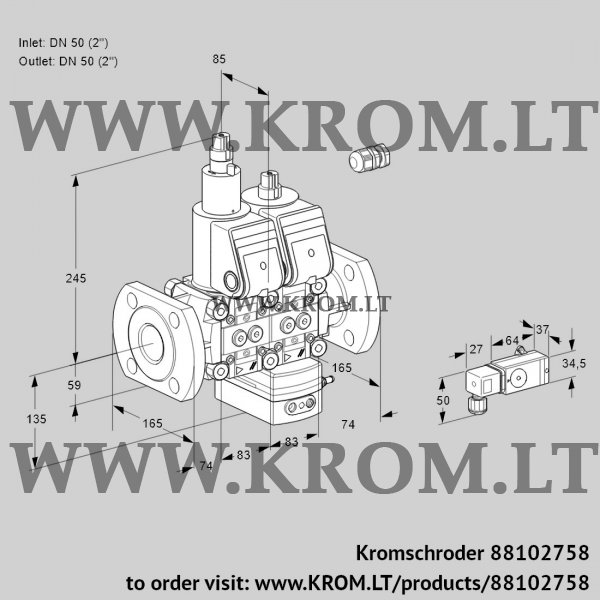 Kromschroder VCH 3E50F/50F05LHEWR/-3PP/PP-4, 88102758 flow rate regulator, 88102758