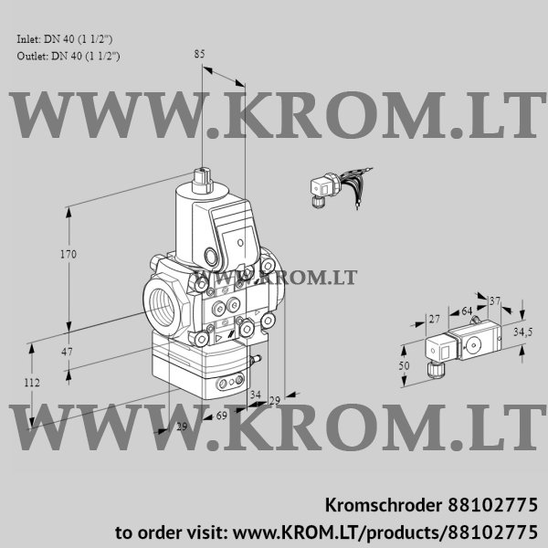 Kromschroder VAD 2E40R/40R05D-50VWR/-3/-3, 88102775 pressure regulator, 88102775