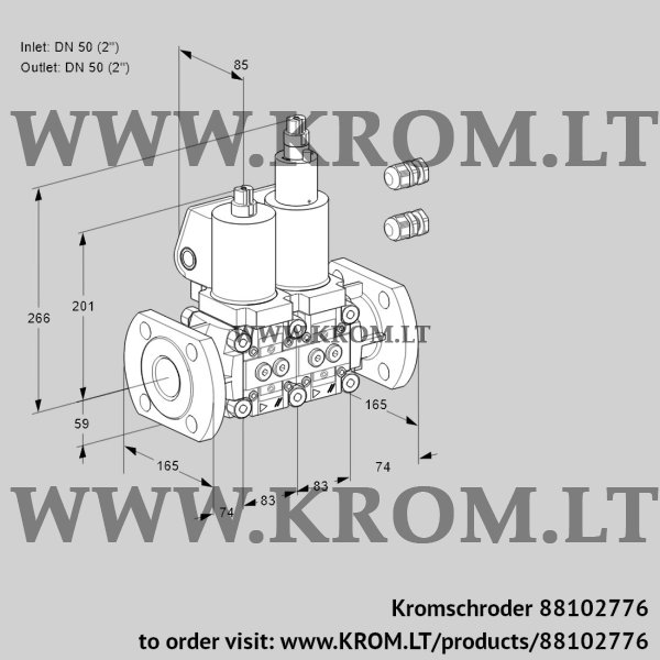 Kromschroder VCS 3E50F/50F05NLWGL3/PPPP/PPPP, 88102776 double solenoid valve, 88102776