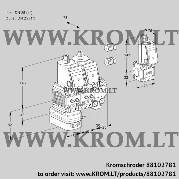 Kromschroder VCG 1E25R/25R05FGENVWR3/MMMM/PPBS, 88102781 air/gas ratio control, 88102781