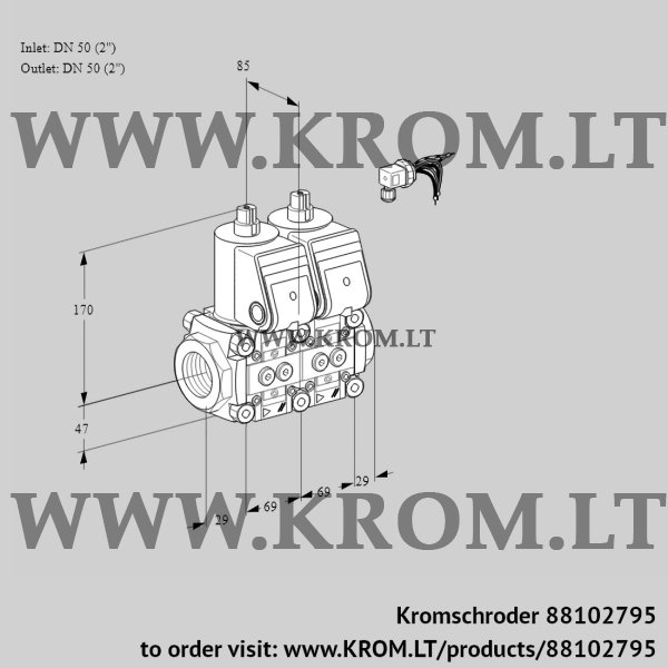 Kromschroder VCS 2E50R/50R05NNWR/PPPP/PPPP, 88102795 double solenoid valve, 88102795