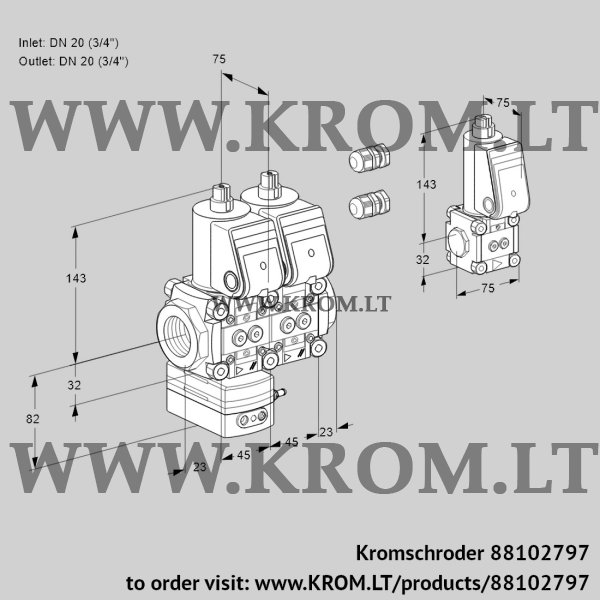 Kromschroder VCD 1E20R/20R05D-25NWR3/PPPP/PPZS, 88102797 pressure regulator, 88102797