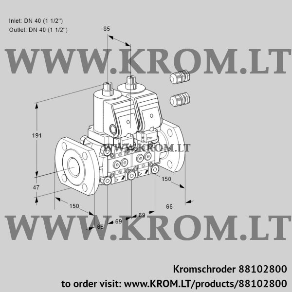 Kromschroder VCS 2E40F/40F05NNWGR3/PPPP/PPPP, 88102800 double solenoid valve, 88102800