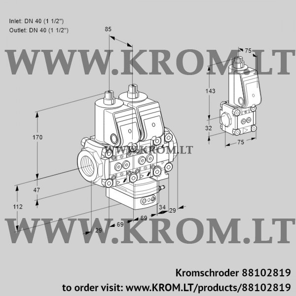Kromschroder VCG 2T40N/40N05NGAVQR/PPPP/PPBS, 88102819 air/gas ratio control, 88102819