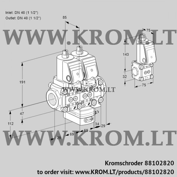 Kromschroder VCG 2T40N/40N05NGAVQGR/PPPP/PPBS, 88102820 air/gas ratio control, 88102820