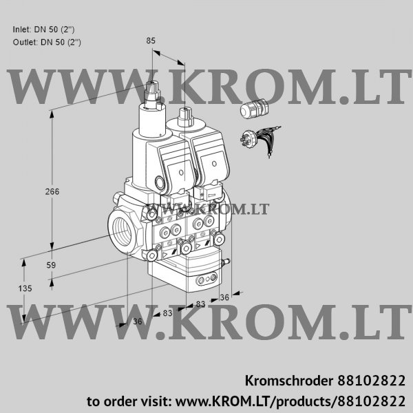 Kromschroder VCH 3E50R/50R05LHEWGR7/PPPP/PPPP, 88102822 flow rate regulator, 88102822