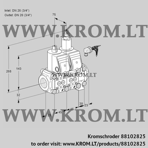 Kromschroder VCS 1E20R/20R05NLVWR/PPPP/PPPP, 88102825 double solenoid valve, 88102825