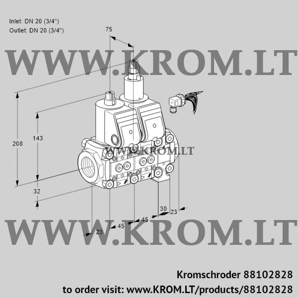 Kromschroder VCS 1E20R/20R05NLVWR/PPPP/PPPP, 88102828 double solenoid valve, 88102828