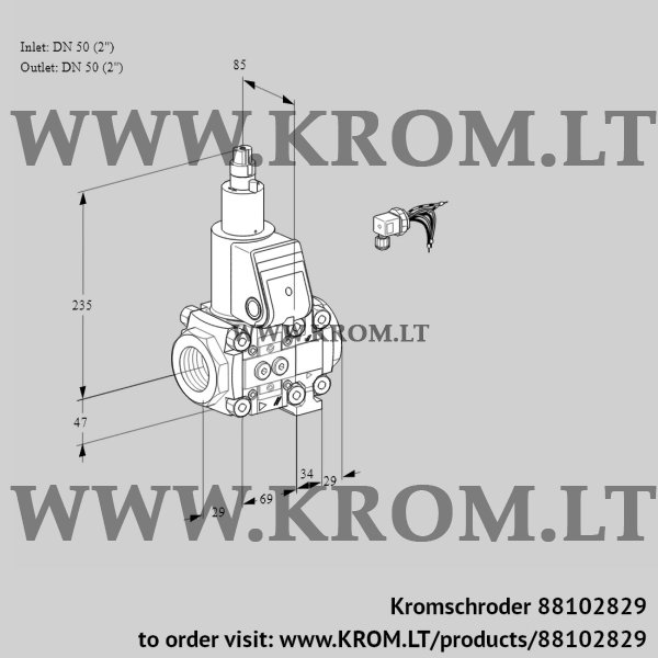 Kromschroder VAS 2E50R/50R05LVWR/PP/PP, 88102829 gas solenoid valve, 88102829