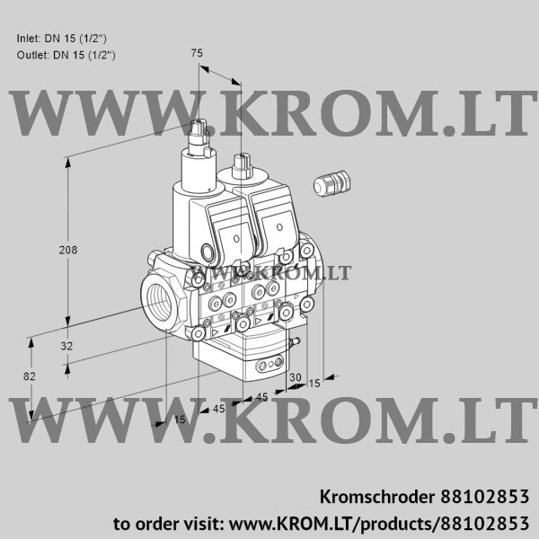 Kromschroder VCH 1E15R/15R05LHEVQR/PPPP/PPPP, 88102853 flow rate regulator, 88102853