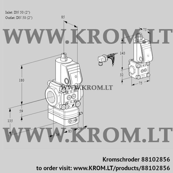 Kromschroder VAG 3E50R/50R05GEWR/PP/ZS, 88102856 air/gas ratio control, 88102856