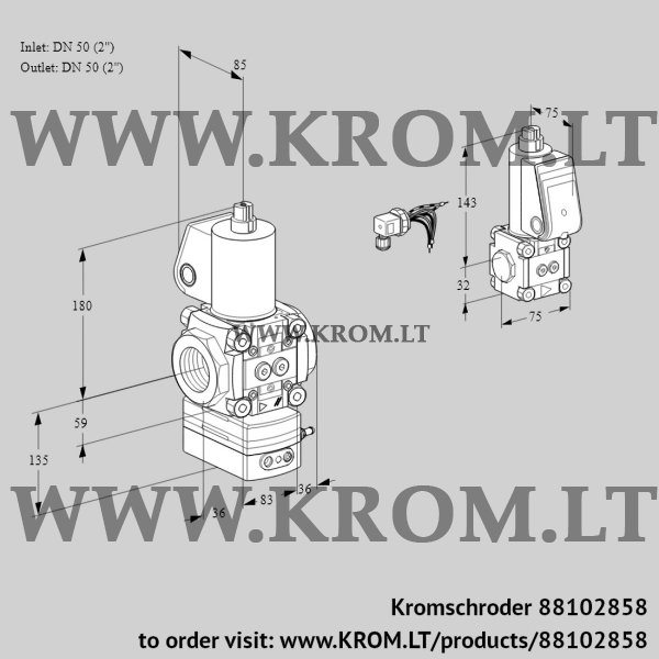 Kromschroder VAG 3E50R/50R05GEWL/ZS/PP, 88102858 air/gas ratio control, 88102858