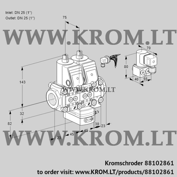 Kromschroder VCG 1E25R/25R05NGEVQR/PPPP/PPBY, 88102861 air/gas ratio control, 88102861