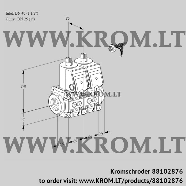 Kromschroder VCS 2E40R/25R05NNWR/PPPP/PPMM, 88102876 double solenoid valve, 88102876