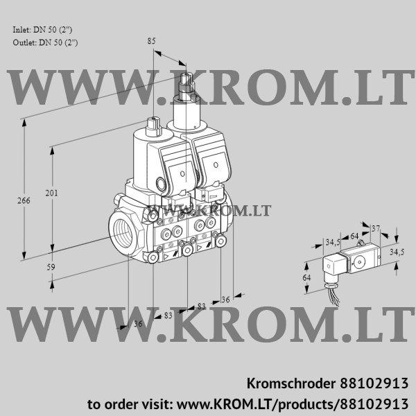 Kromschroder VCS 3T50N/50N05NLQSR/-3PP/PPPP, 88102913 double solenoid valve, 88102913