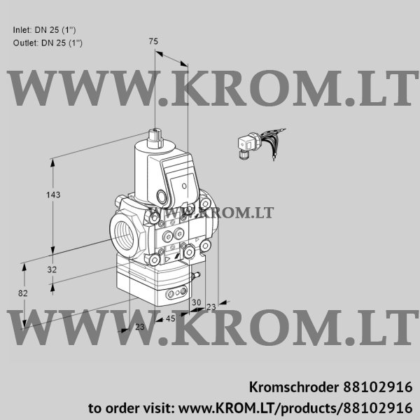 Kromschroder VAH 1E25R/25R05HEVWR/PP/PP, 88102916 flow rate regulator, 88102916