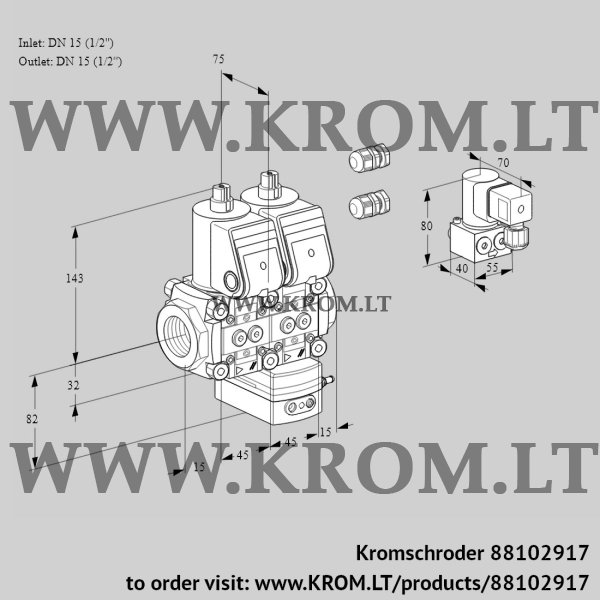 Kromschroder VCG 1E15R/15R05NGEWR3/PPPP/PPBY, 88102917 air/gas ratio control, 88102917