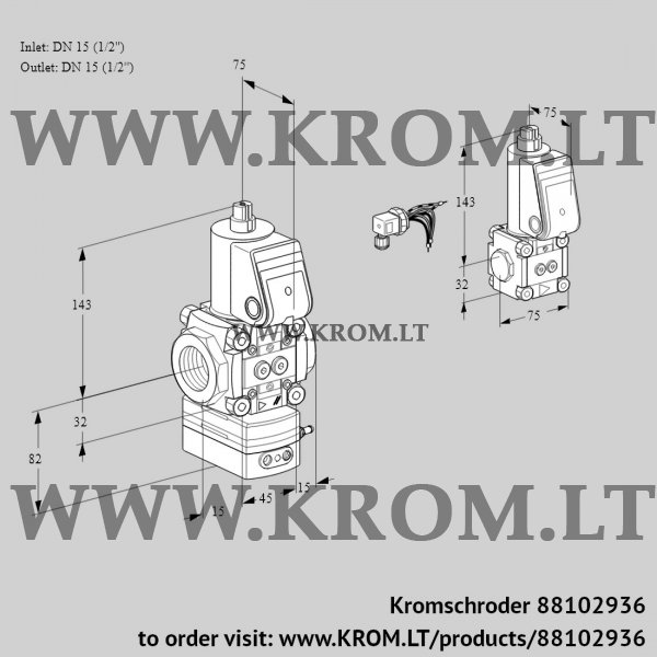 Kromschroder VAG 1E15R/15R05GEWR/PP/ZS, 88102936 air/gas ratio control, 88102936