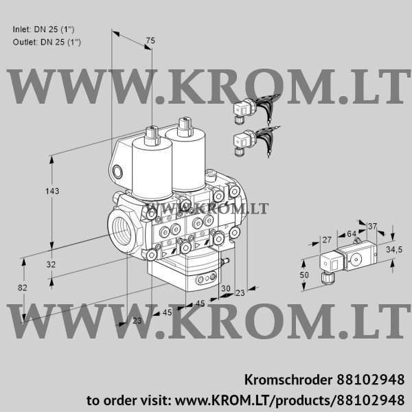 Kromschroder VCG 1E25R/25R05NGEVWL6/PP3-/2--3, 88102948 air/gas ratio control, 88102948