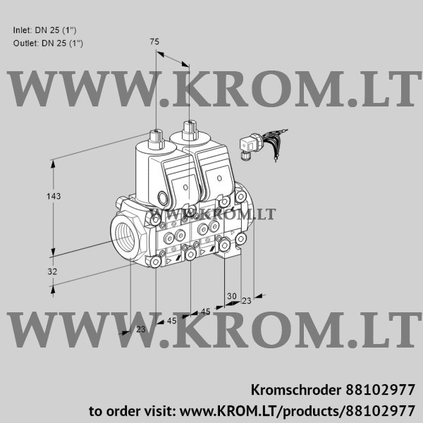 Kromschroder VCS 1E25R/25R05NNO10WR/PPPP/PPPP, 88102977 double solenoid valve, 88102977