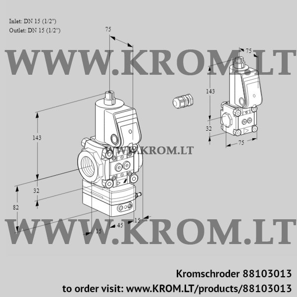 Kromschroder VAG 1E15R/15R05GNWR/PP/BS, 88103013 air/gas ratio control, 88103013