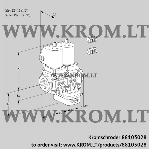 Kromschroder VCD 1E15R/15R05ND-25WSL3/PPPP/PPPP, 88103028 pressure regulator, 88103028