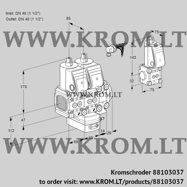 Kromschroder VCG 2E40R/40R05FNGEVWR/PPPP/PPZS, 88103037 air/gas ratio control, 88103037