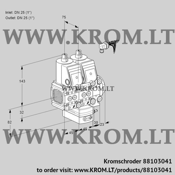 Kromschroder VCG 1E25R/25R05FNGEVWR/PPPP/PPPP, 88103041 air/gas ratio control, 88103041