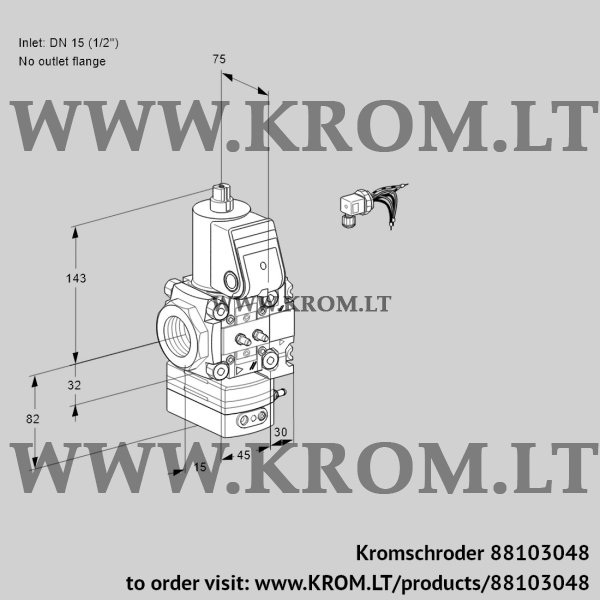 Kromschroder VAH 1E15R/--05HEVKR/MM/PP, 88103048 flow rate regulator, 88103048