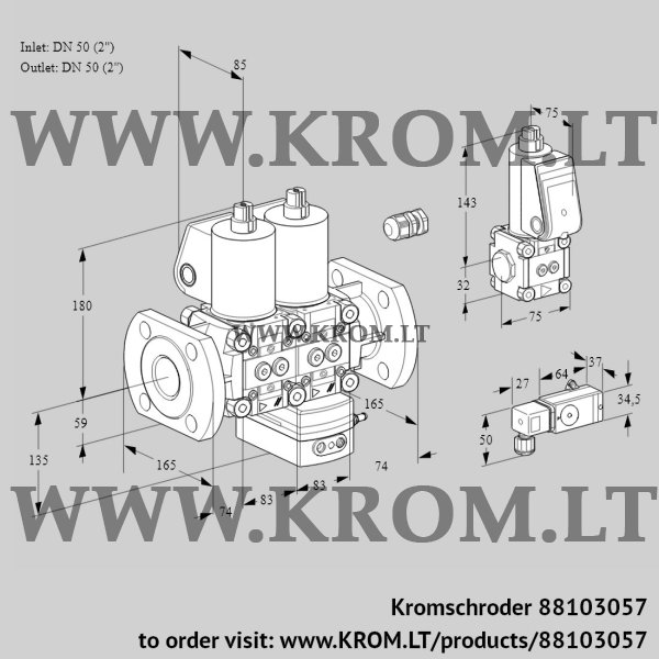 Kromschroder VCD 3E50F/50F05ND-25WL/ZSPP/-4PP, 88103057 pressure regulator, 88103057