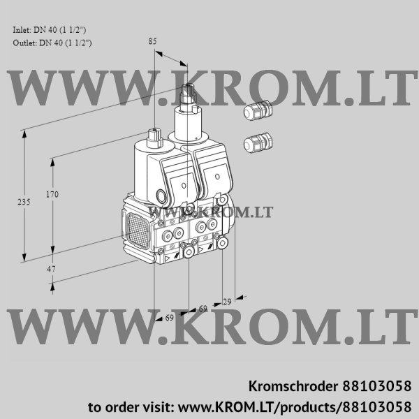 Kromschroder VCS 2E40R/40R05FNLWR3/PPPP/PPPP, 88103058 double solenoid valve, 88103058