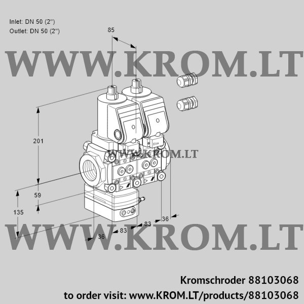 Kromschroder VCD 3E50R/50R05D-25NWSR3/PPPP/PPPP, 88103068 pressure regulator, 88103068