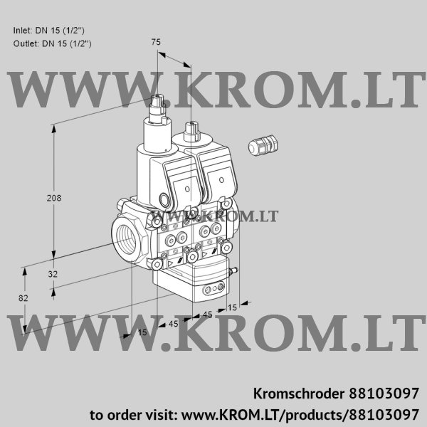 Kromschroder VCD 1E15R/15R05LD-50WR/PPPP/PPPP, 88103097 pressure regulator, 88103097