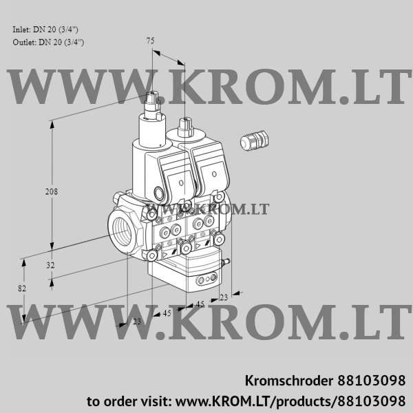 Kromschroder VCD 1E20R/20R05LD-50WR/PPPP/PPPP, 88103098 pressure regulator, 88103098