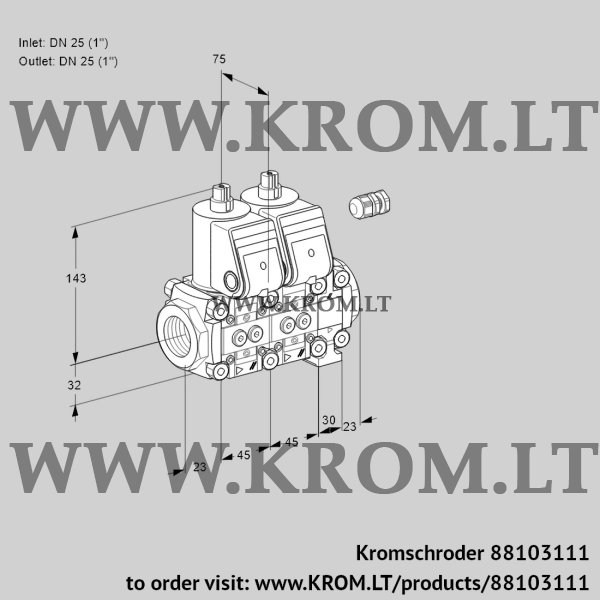 Kromschroder VCS 1E25R/25R05NNVQR/PPPP/PPPP, 88103111 double solenoid valve, 88103111