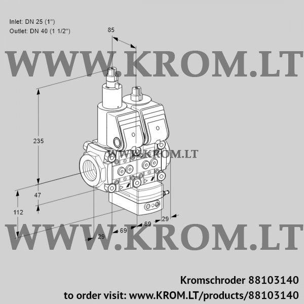 Kromschroder VCD 2T25N/40N05LD-25QR/PPPP/PPPP, 88103140 pressure regulator, 88103140