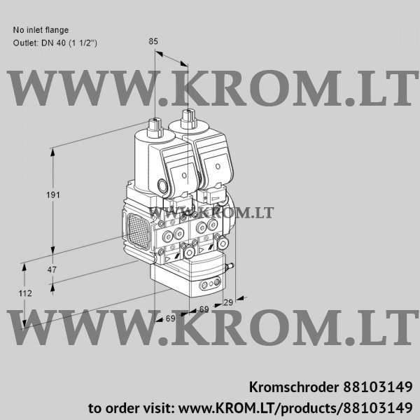 Kromschroder VCD 2T--/40N05FND-50QSR/PPPP/PPPP, 88103149 pressure regulator, 88103149
