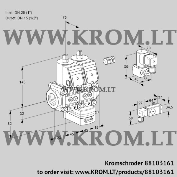 Kromschroder VCG 1E25R/15R05NGEWR/-3PP/PPBY, 88103161 air/gas ratio control, 88103161