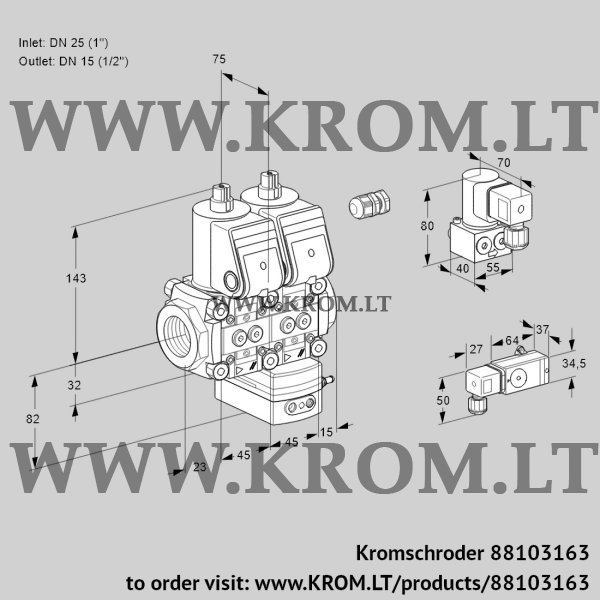 Kromschroder VCG 1E25R/15R05NGEWR/-3PP/MMBY, 88103163 air/gas ratio control, 88103163