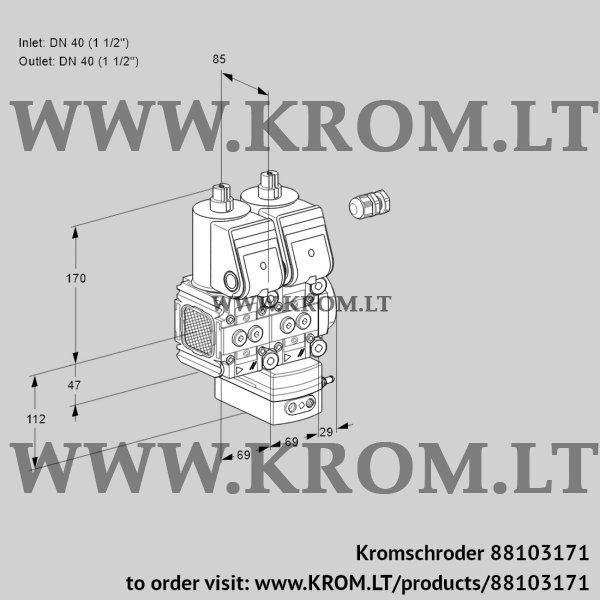 Kromschroder VCG 2E40R/40R05FNGEWR/PPPP/PPPP, 88103171 air/gas ratio control, 88103171