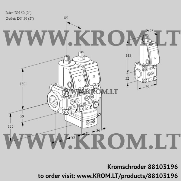 Kromschroder VCD 3E50R/50R05ND-100WR/PPPP/PPZS, 88103196 pressure regulator, 88103196