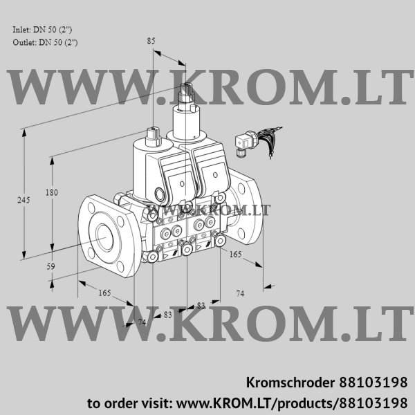 Kromschroder VCS 3E50F/50F05NLWR/PPPP/PPPP, 88103198 double solenoid valve, 88103198