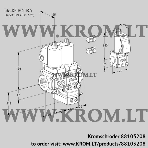 Kromschroder VCG 2E40R/40R05NGKWSL3/PPBS/MMMM, 88103208 air/gas ratio control, 88103208