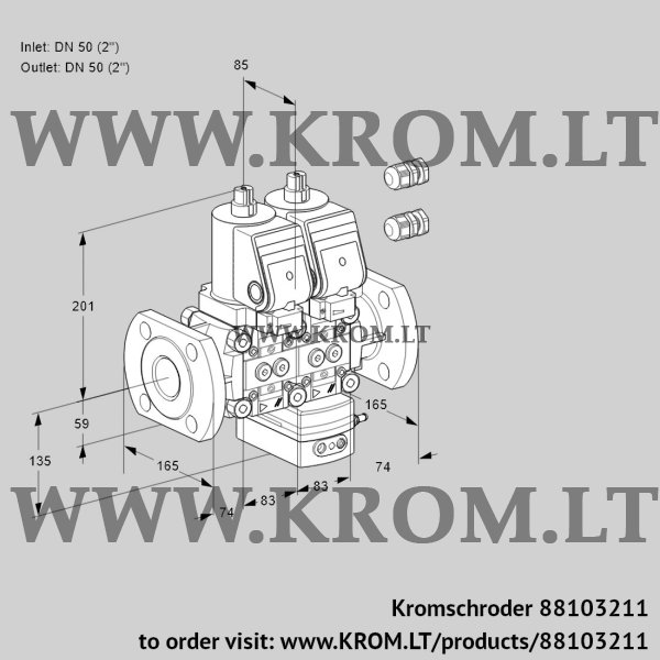 Kromschroder VCV 3E50F/50F05NVKWSR3/PPPP/PPPP, 88103211 air/gas ratio control, 88103211