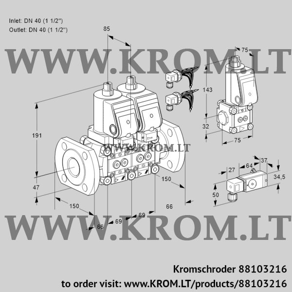 Kromschroder VCS 2E40F/40F05NNWSR8/PP3-/PPZS, 88103216 double solenoid valve, 88103216