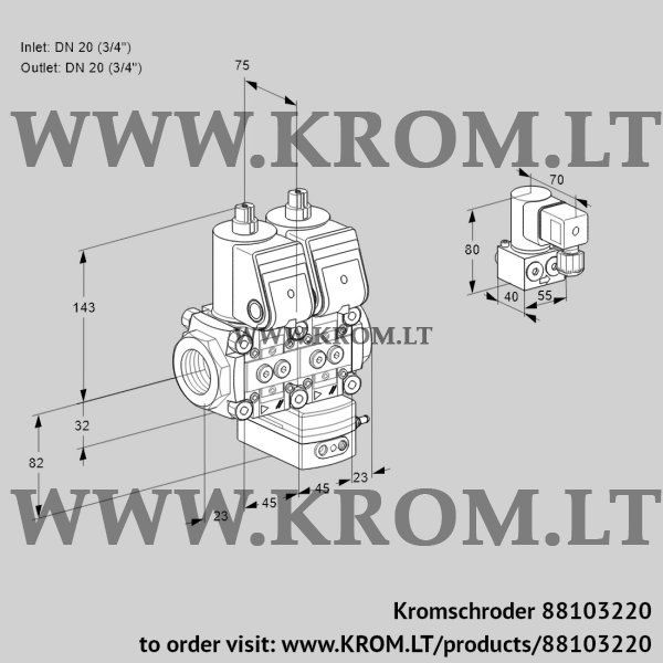 Kromschroder VCG 1E20R/20R05NGEWR/PPPP/PPBY, 88103220 air/gas ratio control, 88103220