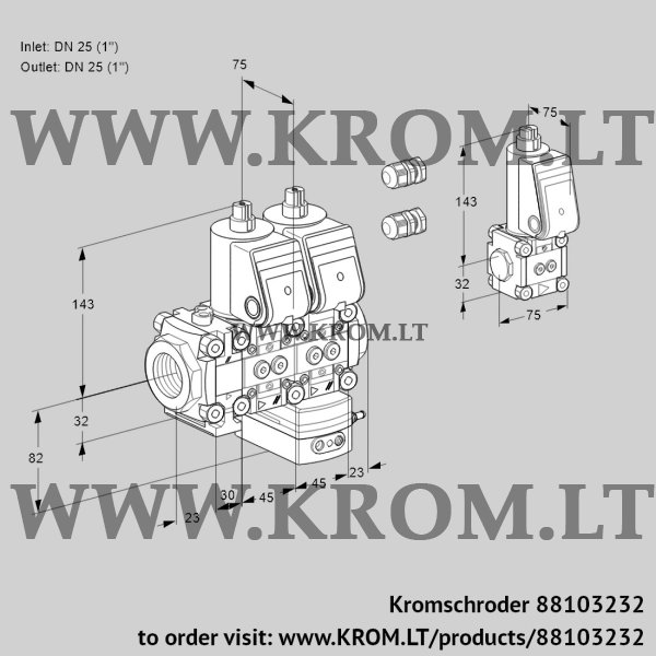 Kromschroder VCD 1E25R/25R05F2ND-25WR3/PPPP/PPBS, 88103232 pressure regulator, 88103232