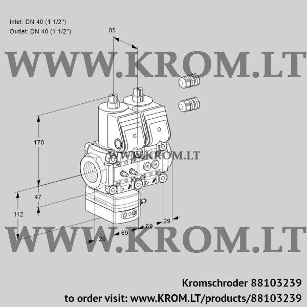 Kromschroder VCD 2E40R/40R05D-100NWR3/MMPP/PPPP, 88103239 pressure regulator, 88103239