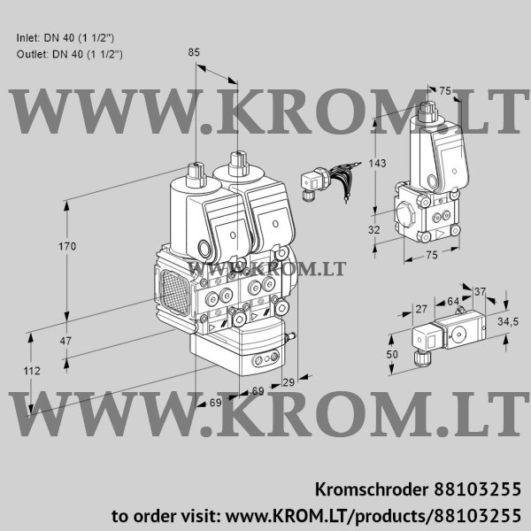 Kromschroder VCG 2E40R/40R05FNGEWR/2-PP/PPZS, 88103255 air/gas ratio control, 88103255