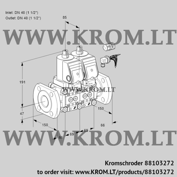 Kromschroder VCS 2E40F/40F05NNWSR8/PPPP/PPPP, 88103272 double solenoid valve, 88103272